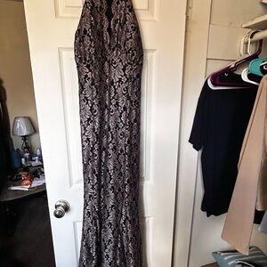 Elegant Black and Gray Lace Gown